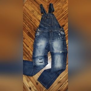 American Eagle Distressed Dark Wash Denim Overalls XS/S